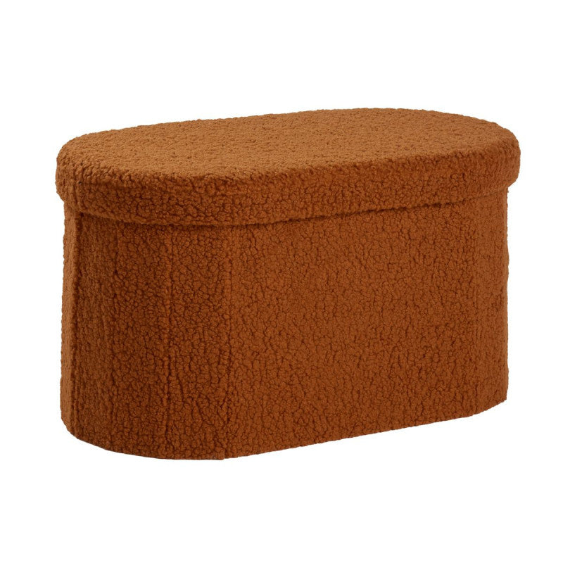 Składana owalna ławka z tkaniny bouclé, 72 x 39 cm, MOKA