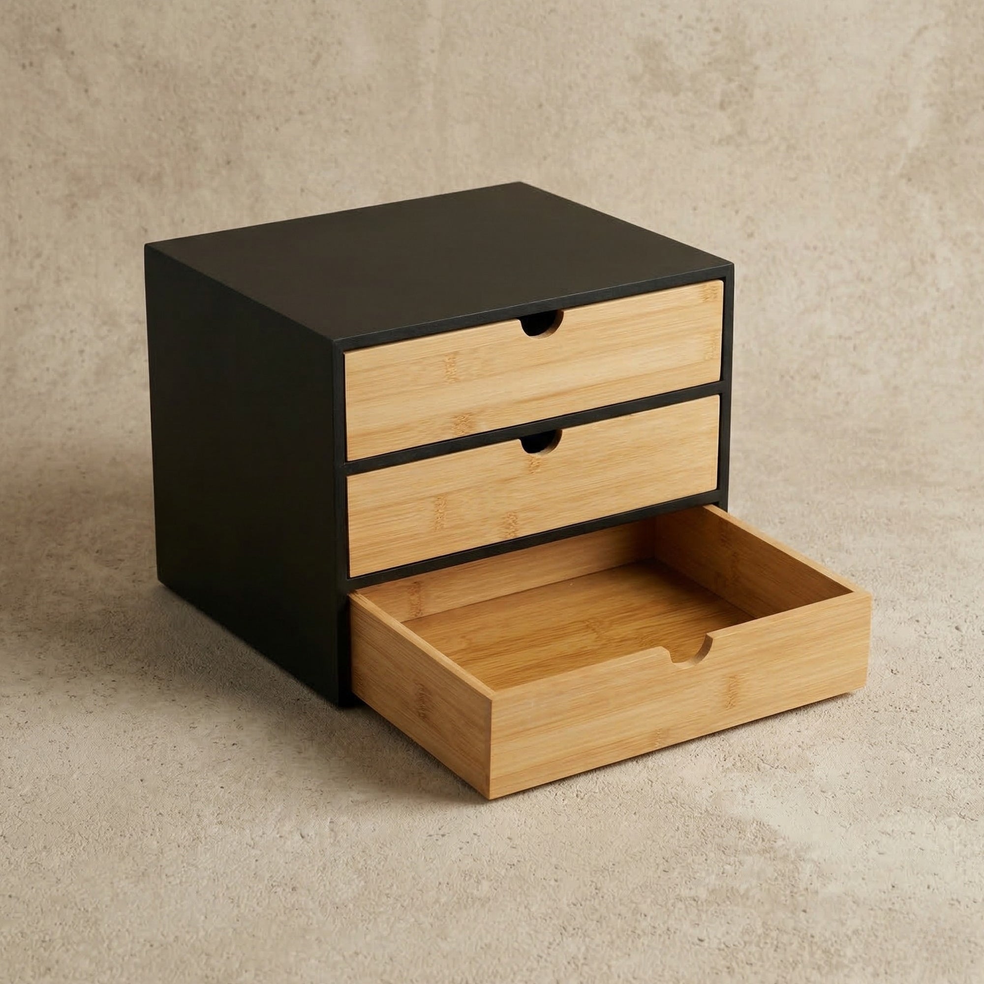 Bambusowy organizer biurowy z szufladkami HEGO, 25 cm