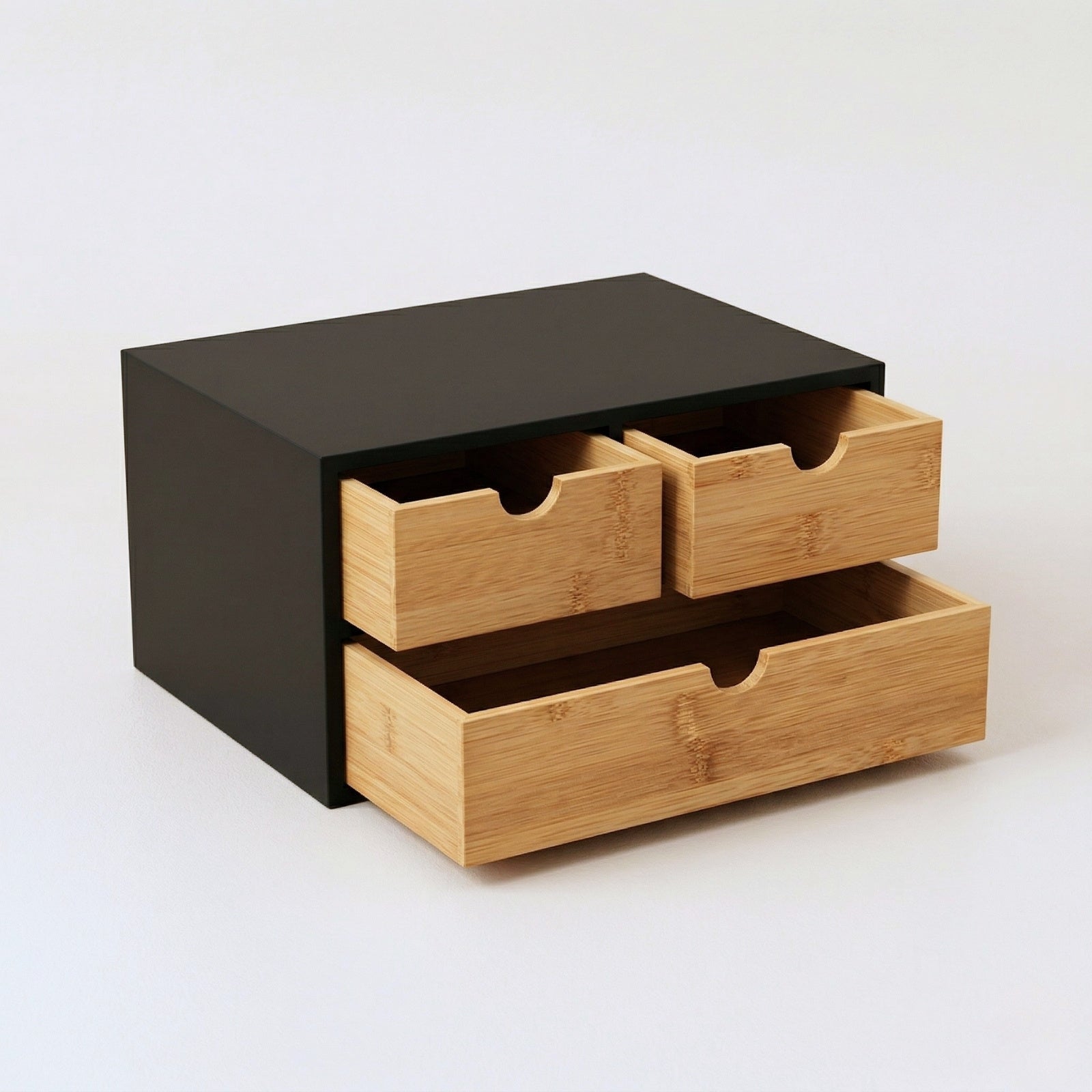 Bambusowy organizer na biurko HEGO, 16 cm, 3 szufladkowy