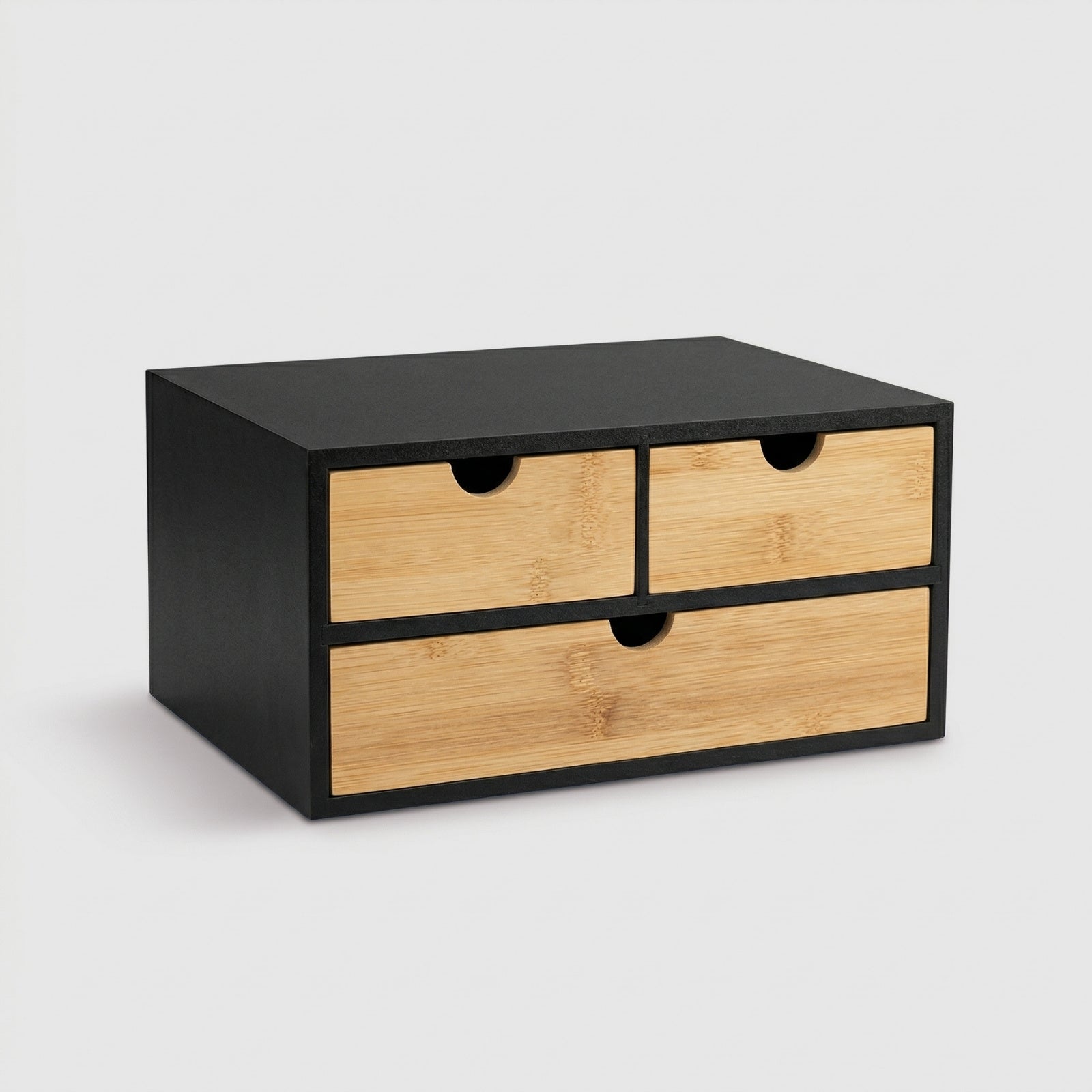 Bambusowy organizer na biurko HEGO, 16 cm, 3 szufladkowy