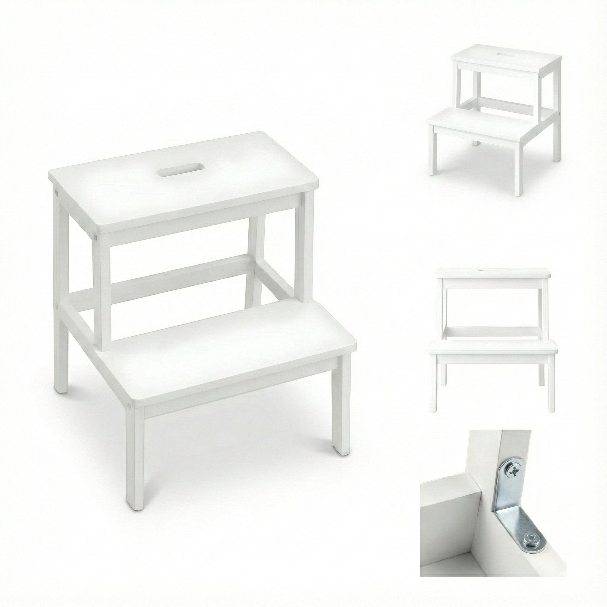 Bambusowy taboret ze schodkiem KROK, wys. 46 cm