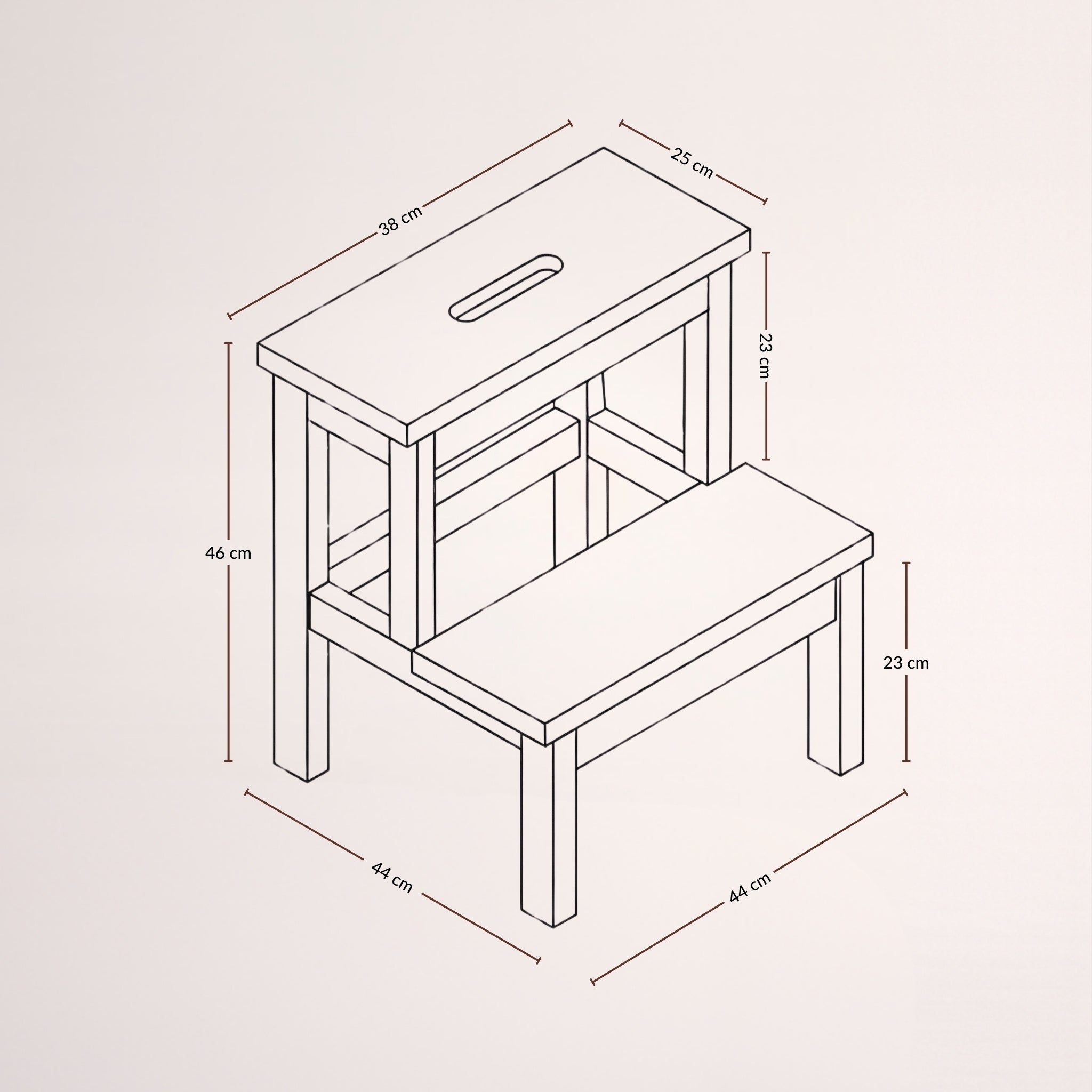 Bambusowy taboret ze schodkiem KROK, wys. 46 cm