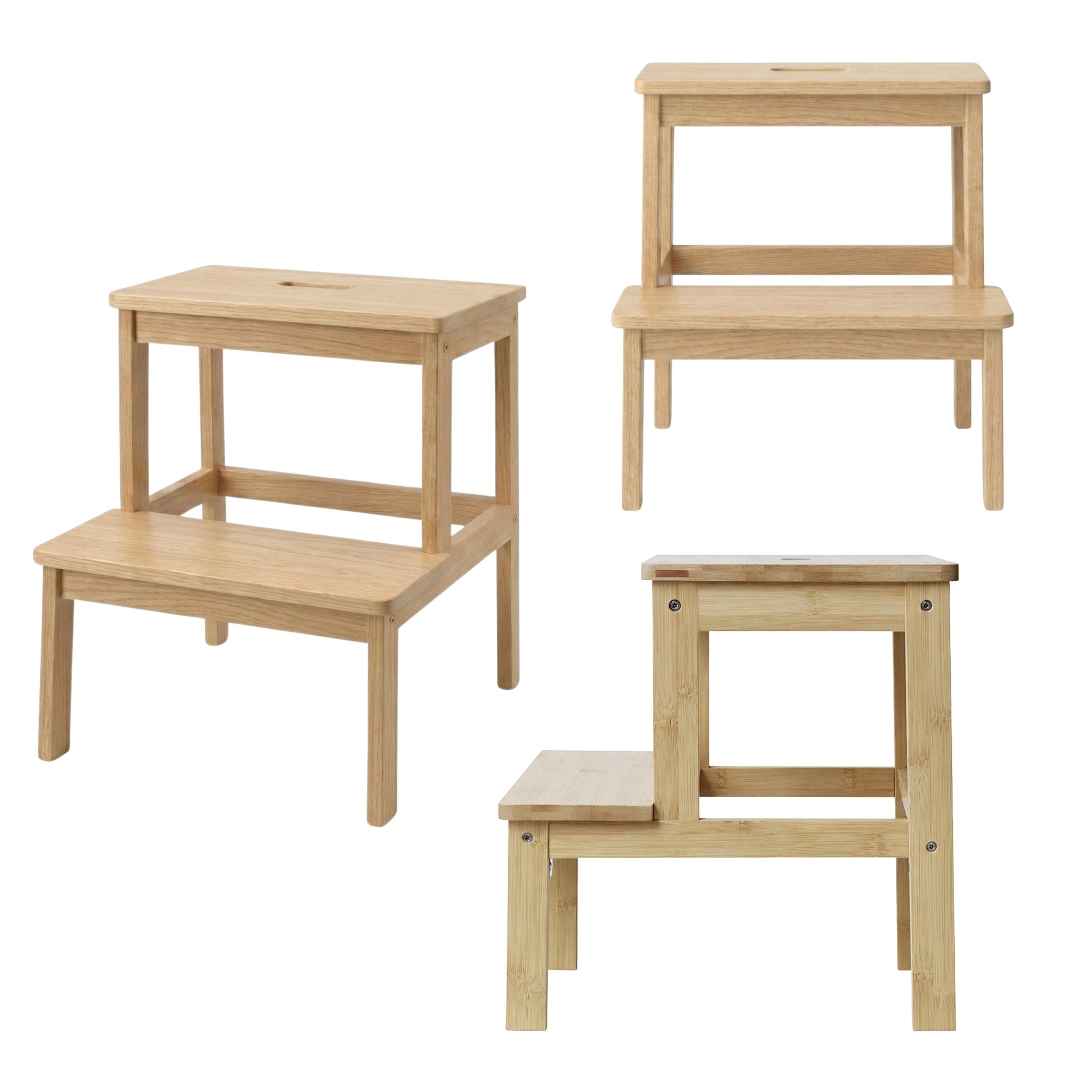 Bambusowy taboret ze schodkiem KROK, wys. 46 cm