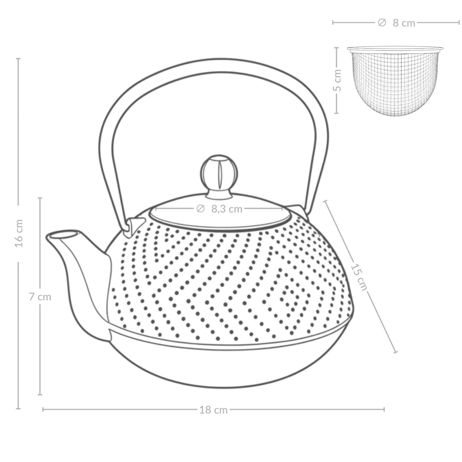 Czajnik żeliwny z zaparzaczem KAMIN, 900 ml