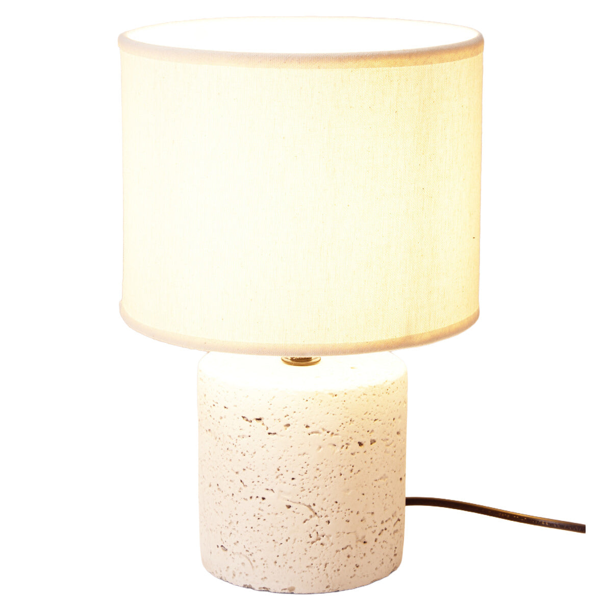 Lampa stołowa z podstawą cementową, abażur lniany, Ø 20,5 x 31 cm