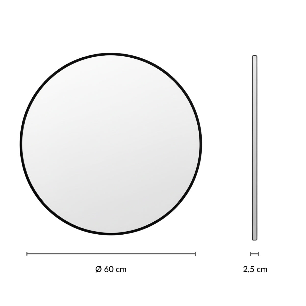 Okrągłe lustro ścienne LØOP, Ø 60 cm