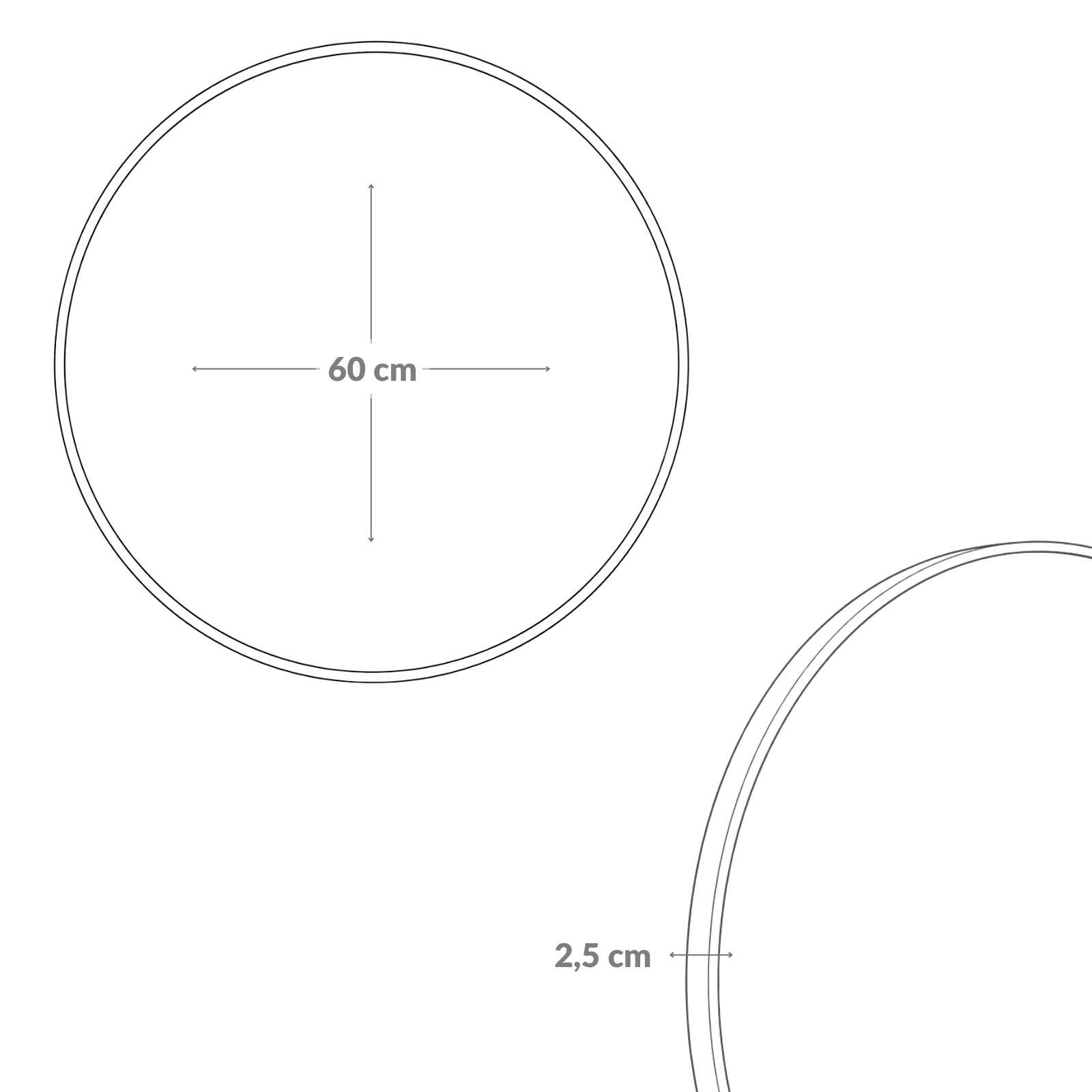 Okrągłe lustro ścienne LØOP, Ø 60 cm