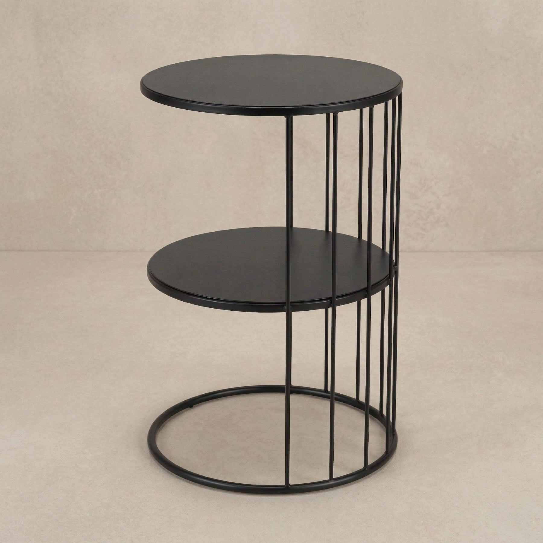 Okrągły stolik kawowy z metalu, z półką RODA, 52 cm