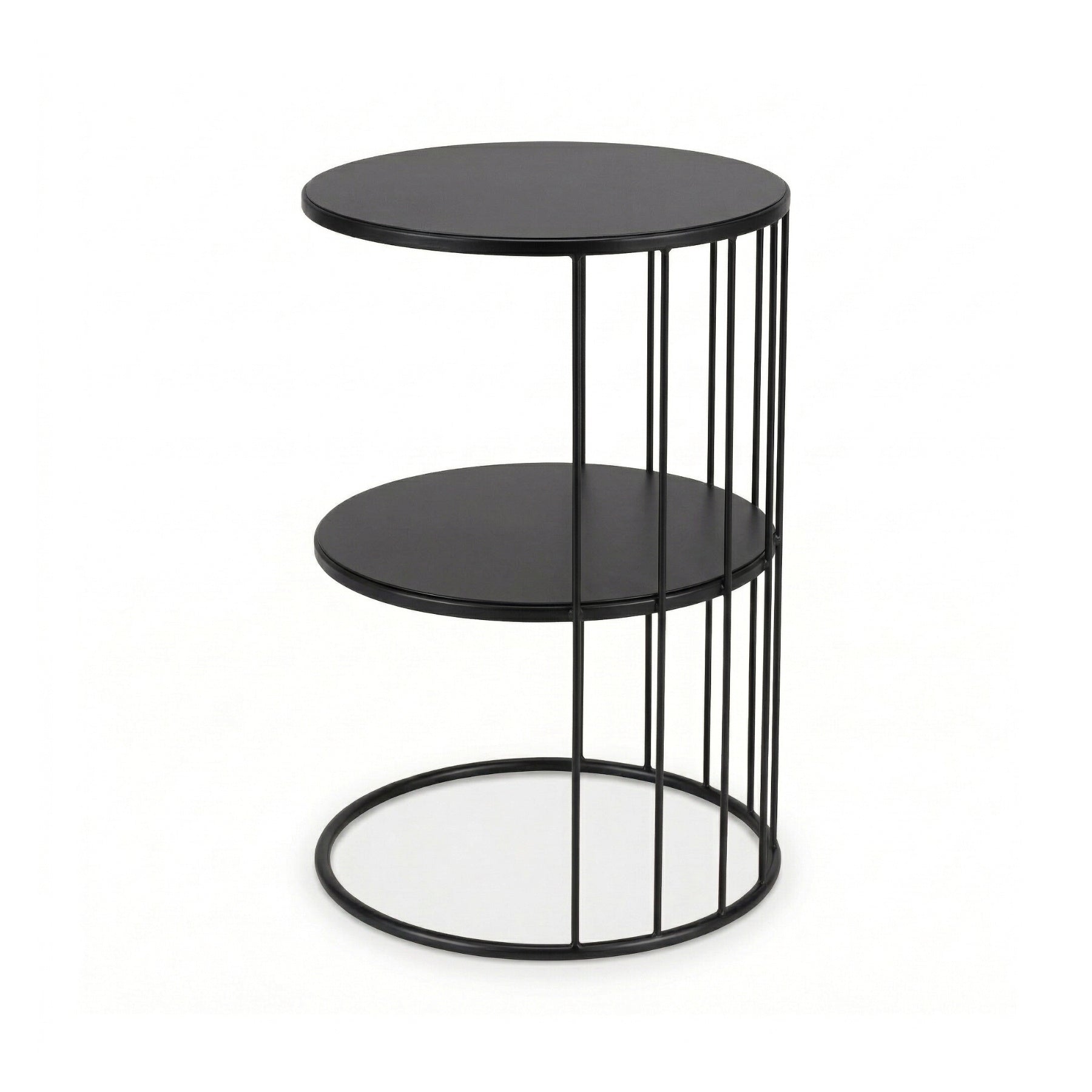 Okrągły stolik kawowy z metalu, z półką RODA, 52 cm