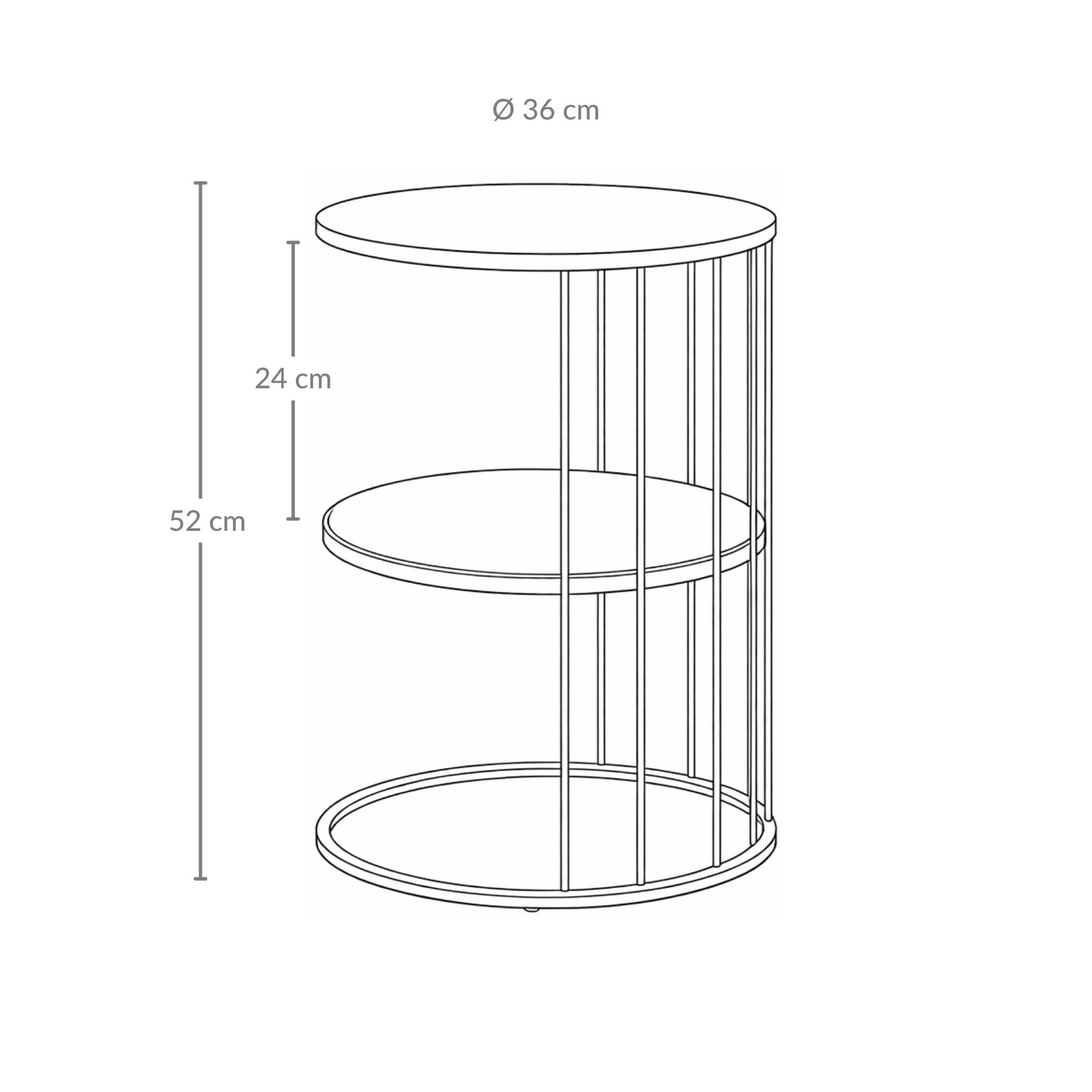 Okrągły stolik kawowy z metalu, z półką RODA, 52 cm
