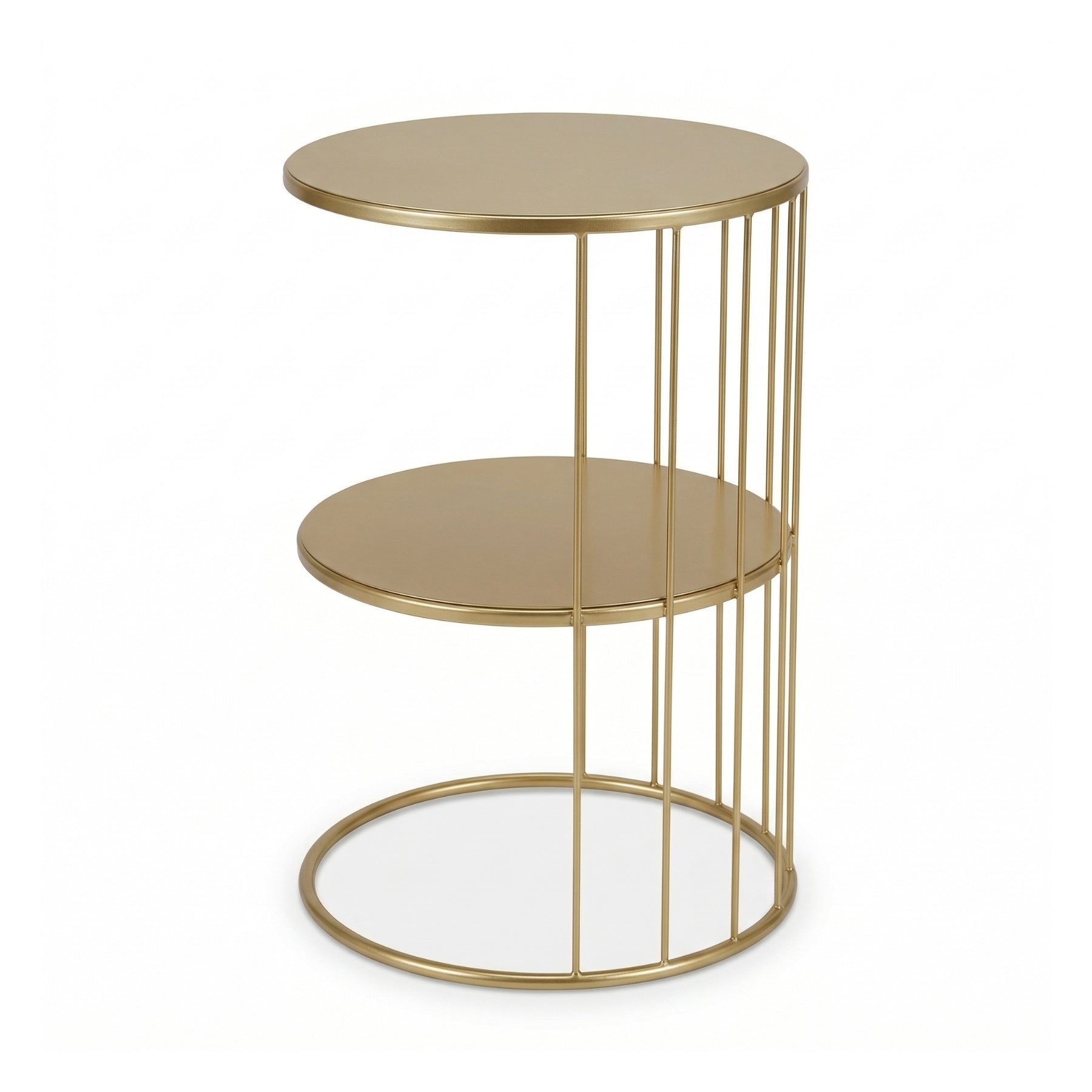 Okrągły stolik kawowy z metalu, z półką RODA, 52 cm