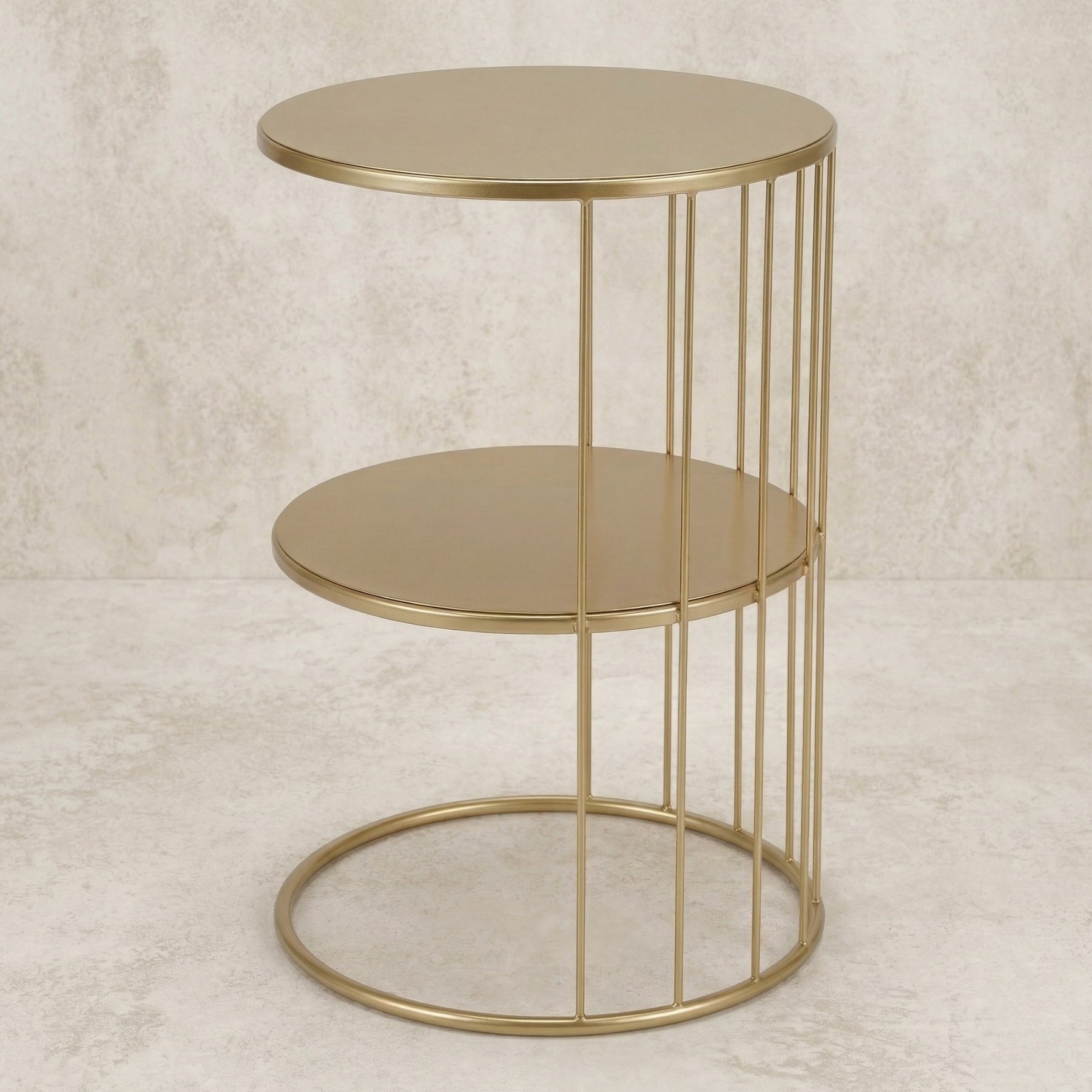 Okrągły stolik kawowy z metalu, z półką RODA, 52 cm