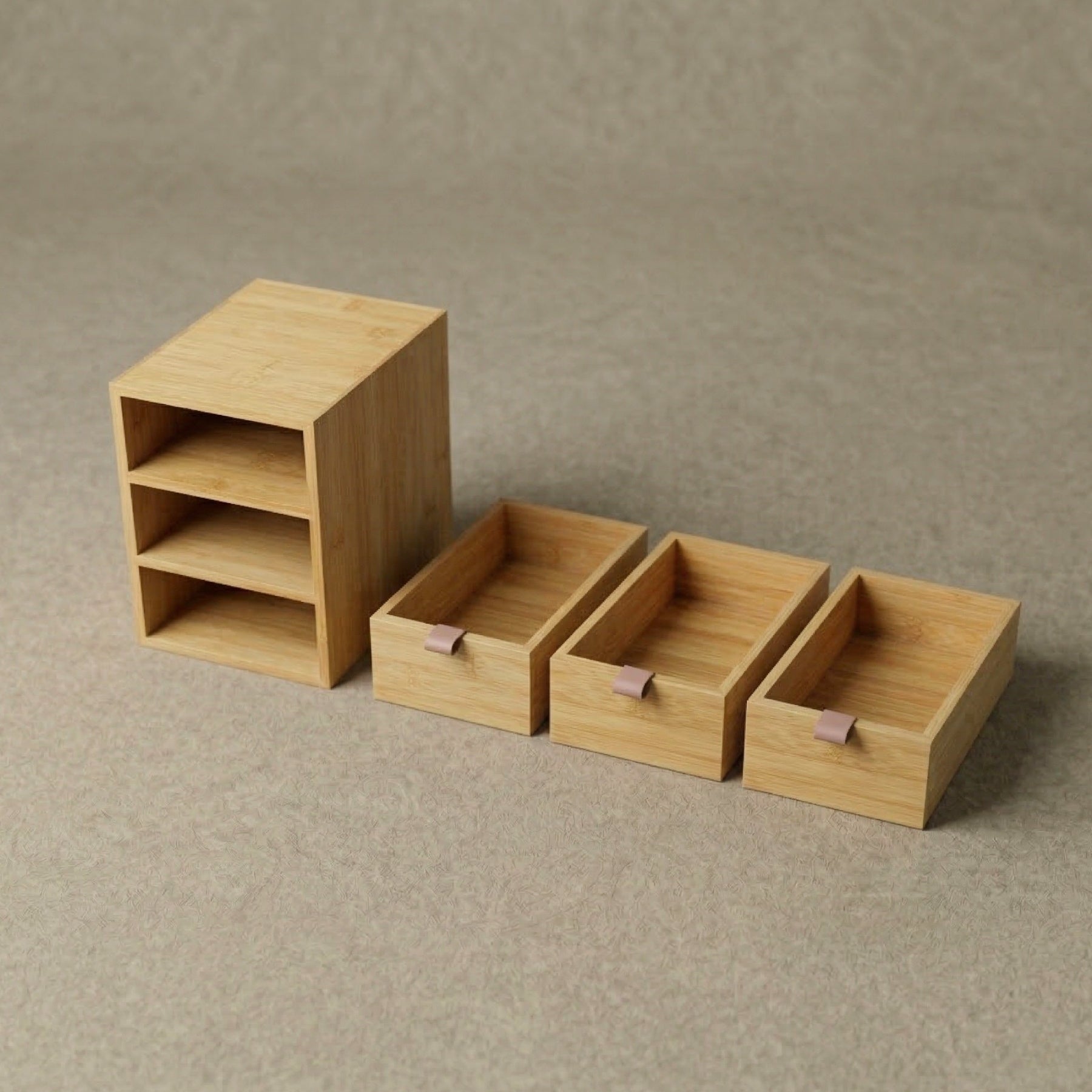 Organizer bambusowy z 3 szufladkami NILA, 21 cm