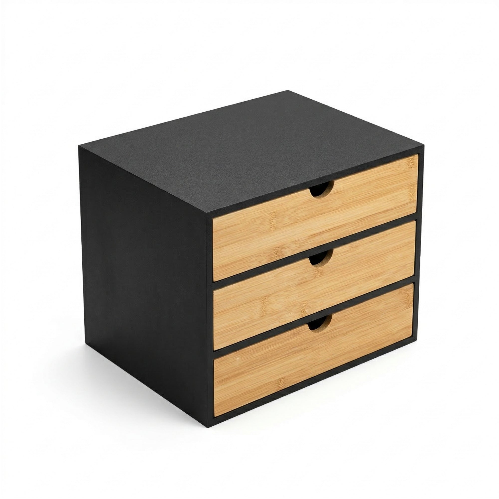 Organizer biurowy HEGO z 3 szufladkami, bambusowy, 25 x 31 x 25 cm