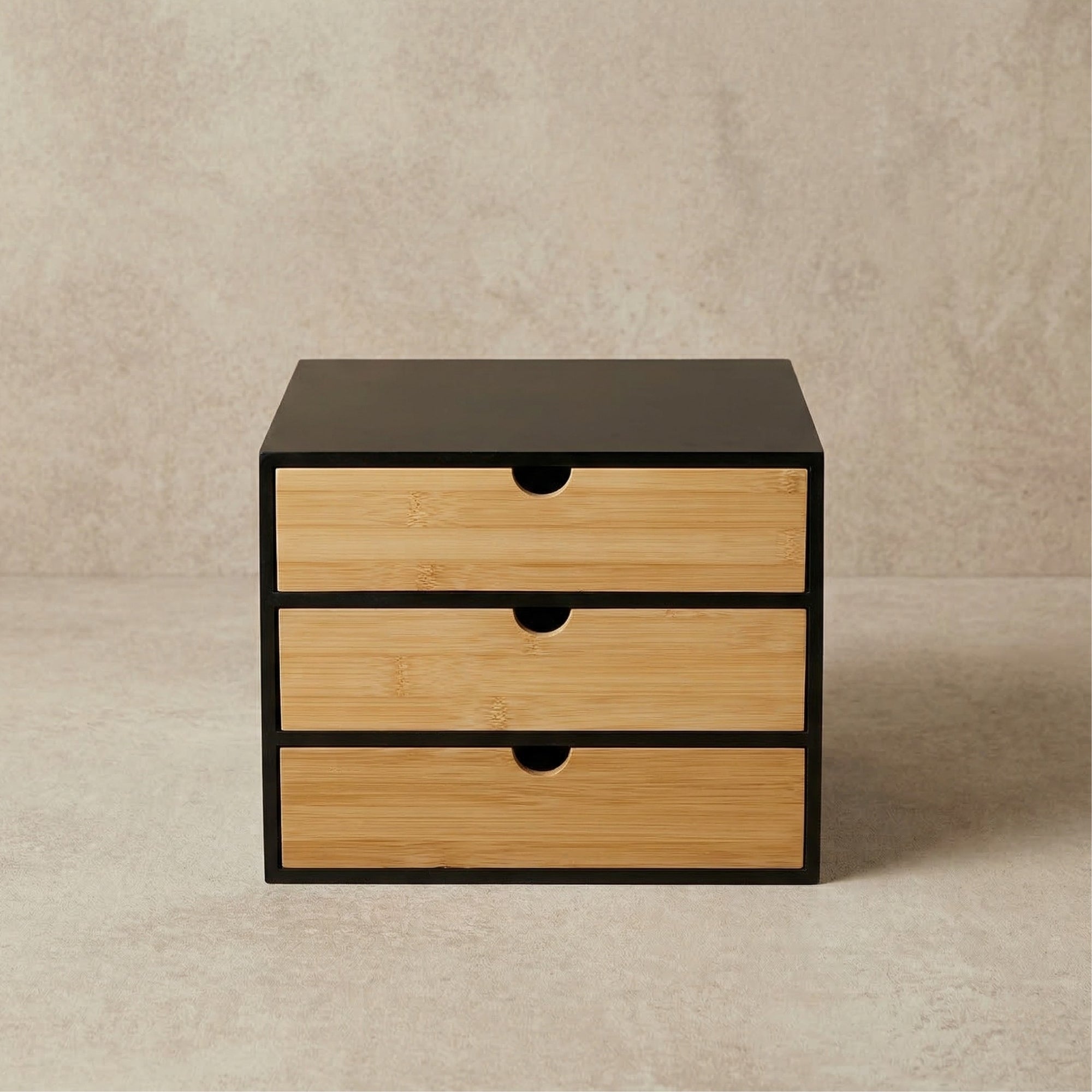 Organizer biurowy HEGO z 3 szufladkami, bambusowy, 25 x 31 x 25 cm