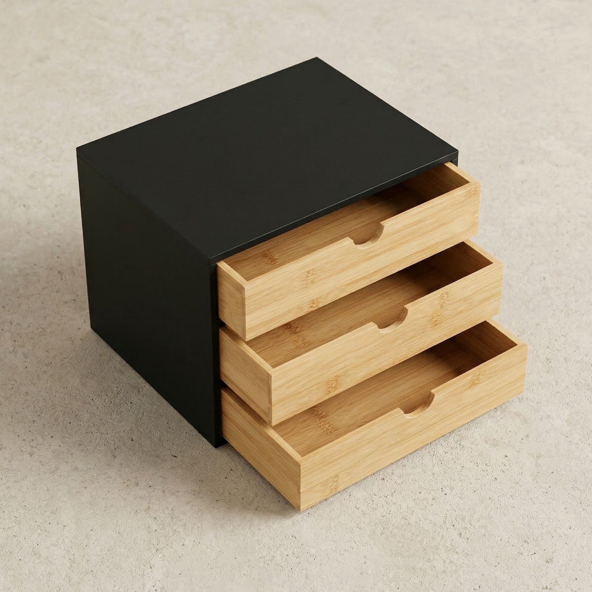 Organizer biurowy HEGO z 3 szufladkami, bambusowy, 25 x 31 x 25 cm