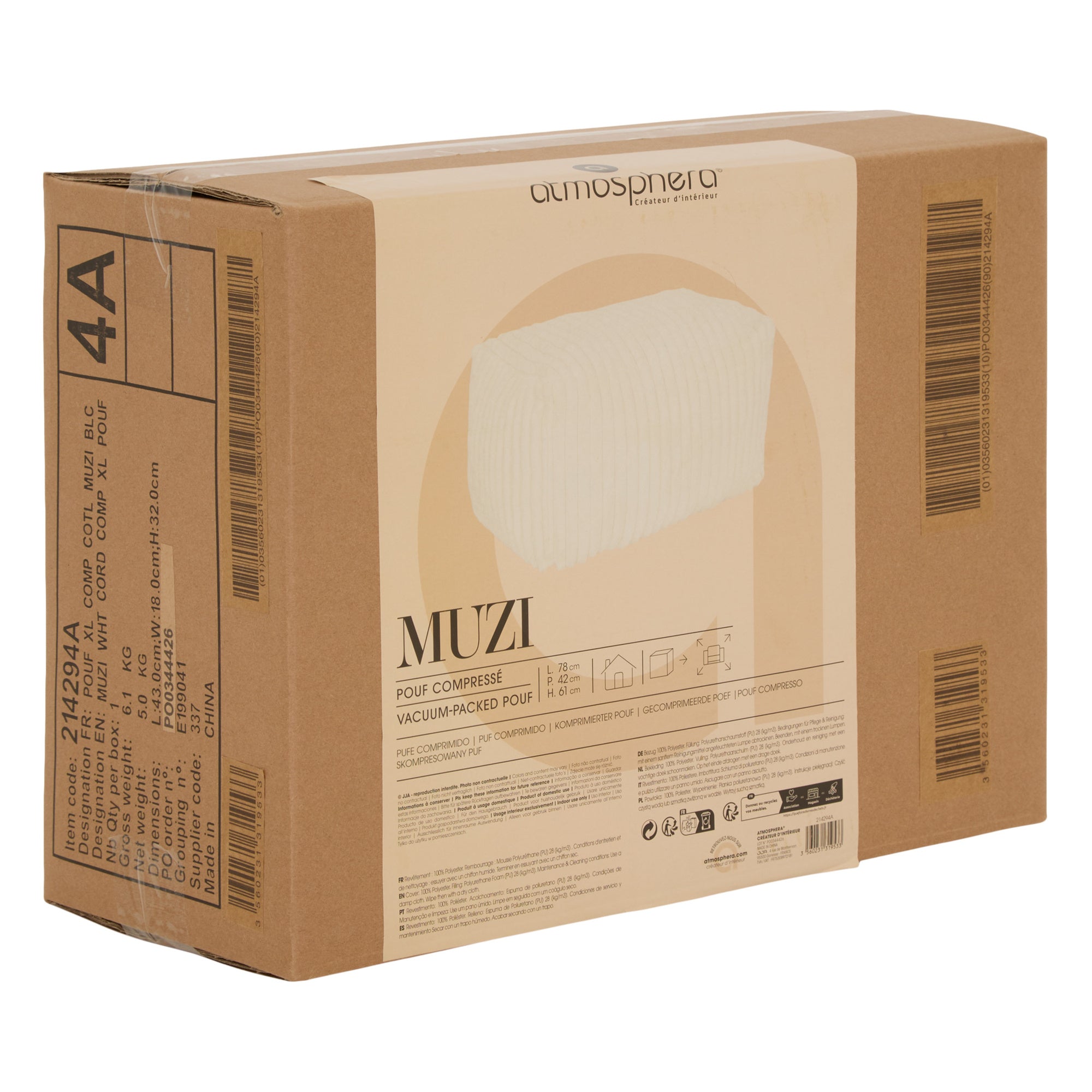 Puf MUZI XL, 78 x 61 x 42 cm