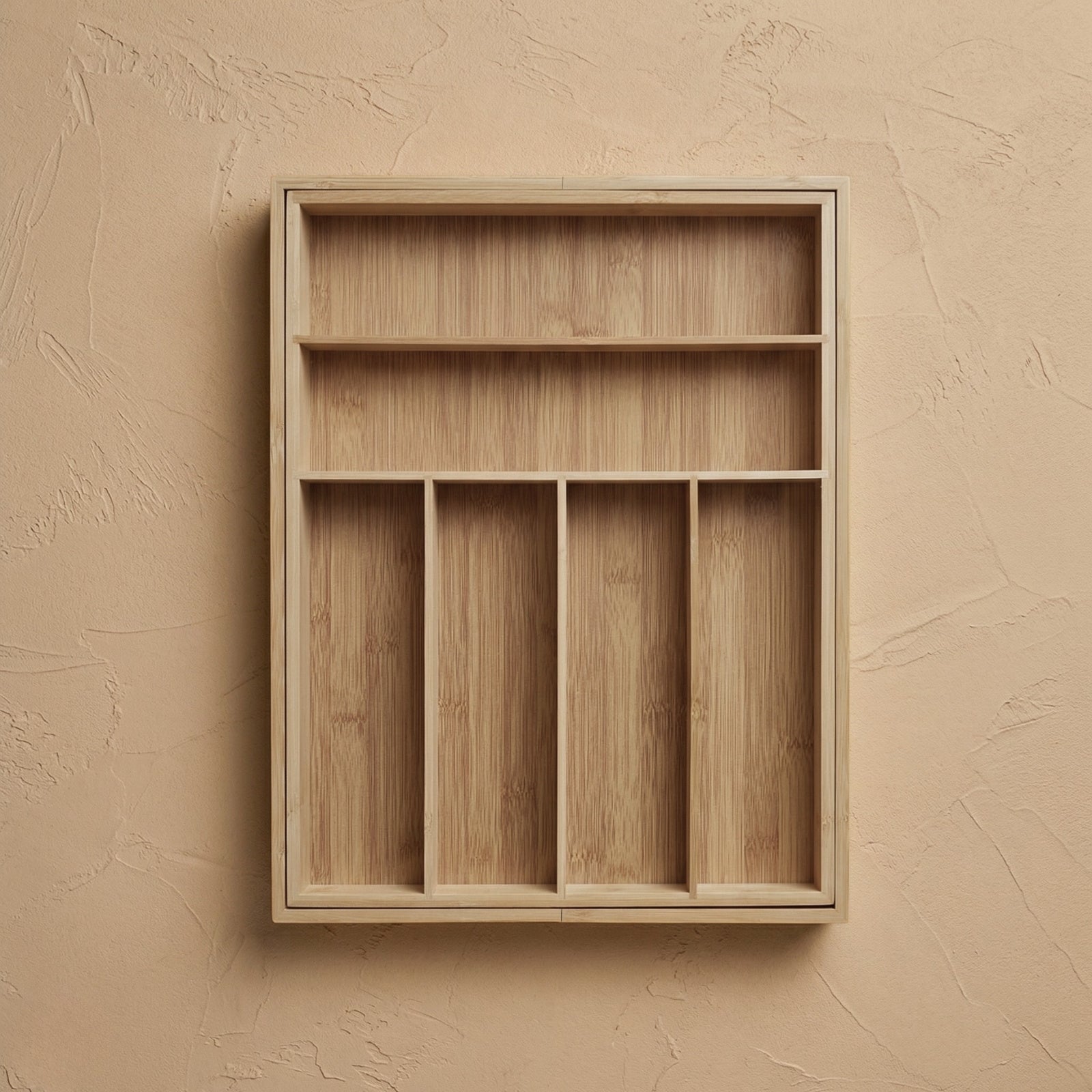 Rozkładany organizer na sztućce VARIO, 53 x 33-43 cm, bambus