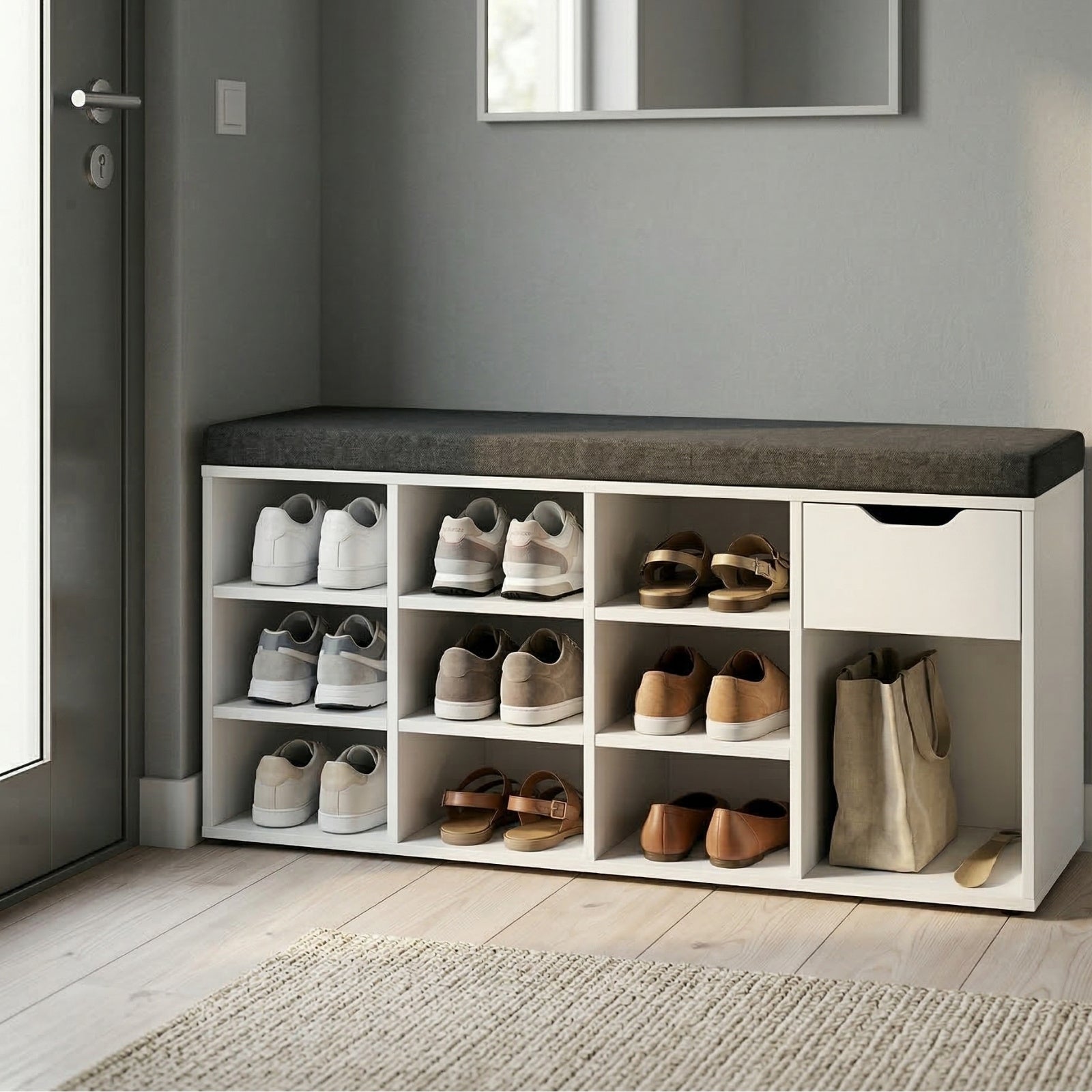 Szafka na buty z siedziskiem KADO, 104 x 50 x 30 cm
