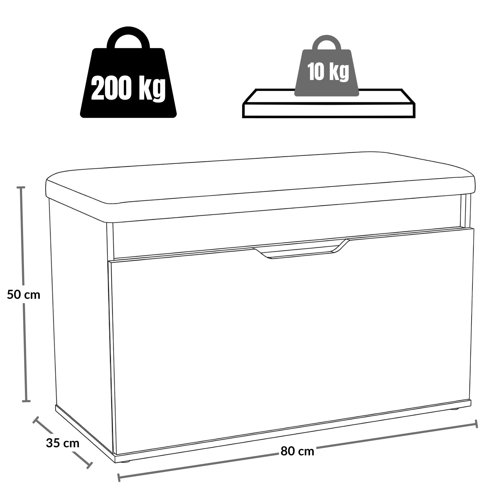 Szafka na buty z siedziskiem i schowkiem SOTO, 80 x 50 x 35 cm