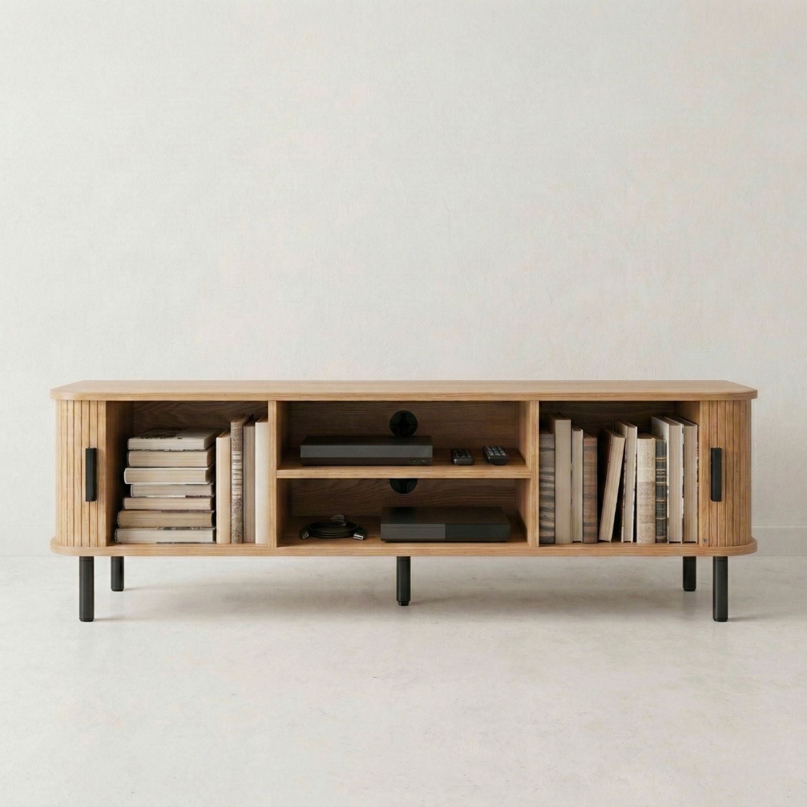 Szafka rtv ryflowana SCAVA, 140 x 40 x 46 cm