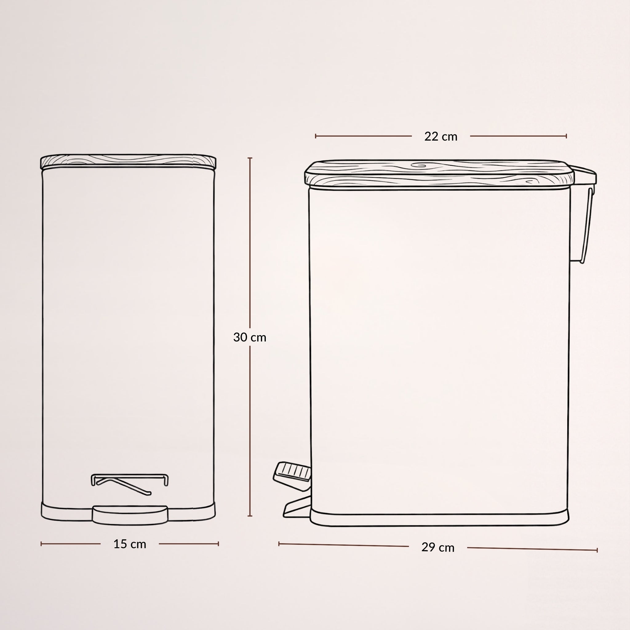 Wąski kosz łazienkowy VEDA, 5 l