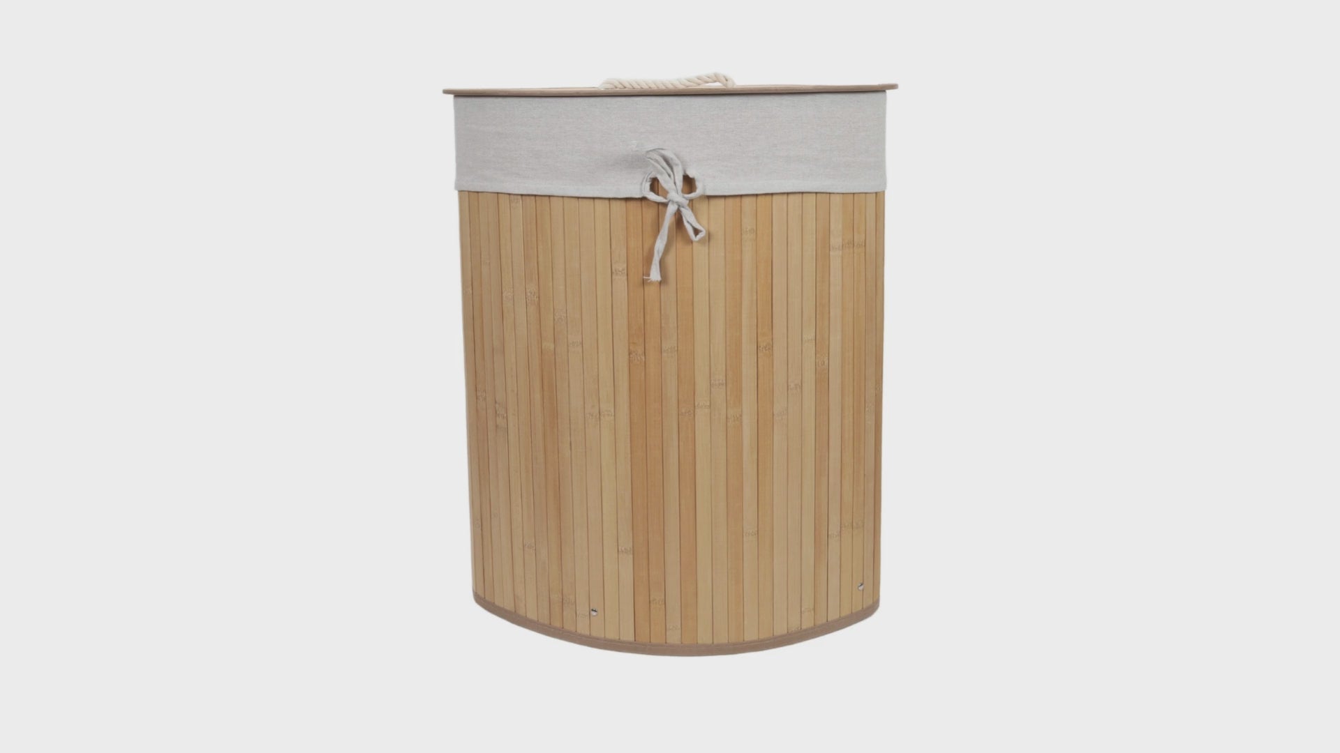 Narożny kosz na pranie ARCO, bambus, 60 l