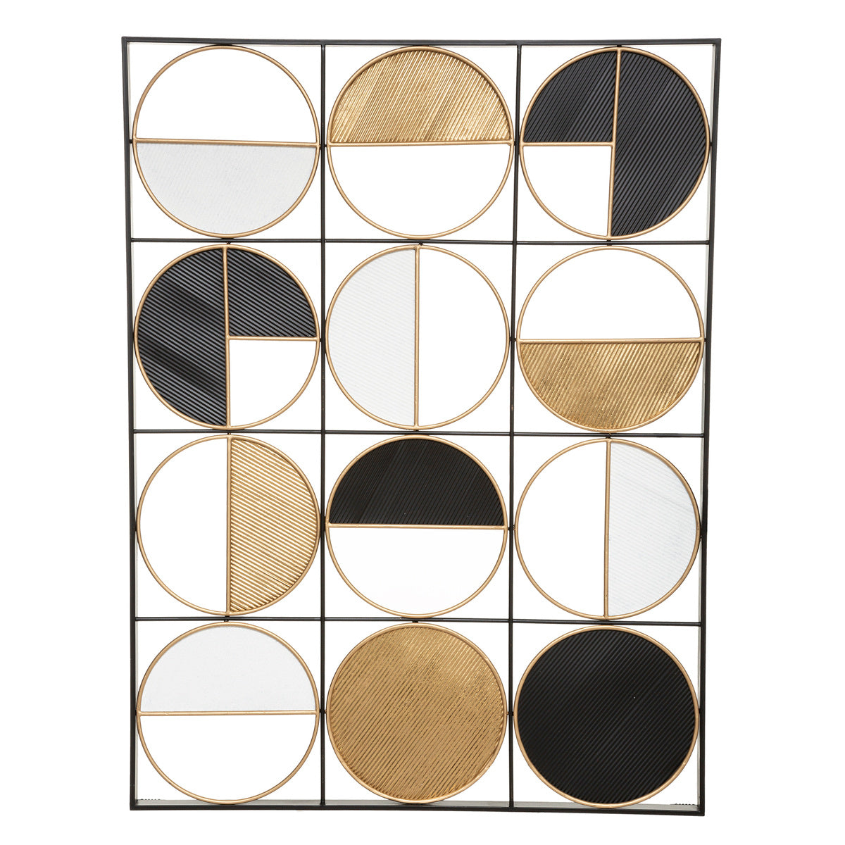 Geometryczna dekoracja ścienna z metalu, 76 x 101 cm